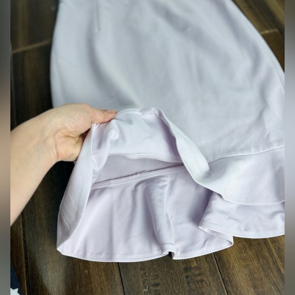 Size 2 French Connection Light Purple Lilac Lavender Sweetheart VNeck Midi Dress - Picture 6 of 12